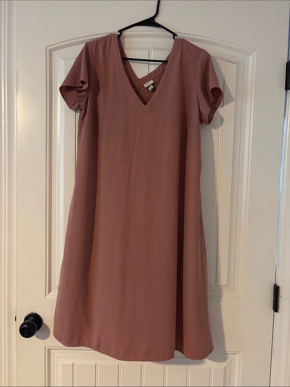 a new day V-Neck Short Sleeve A-Line Dress - Mauve Pink